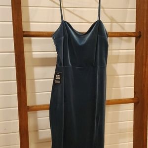 Express dress. Velvet feel. Med. Green, color looks teal in pic but not